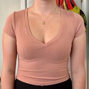 Bozzolo Light Brown crop top tee